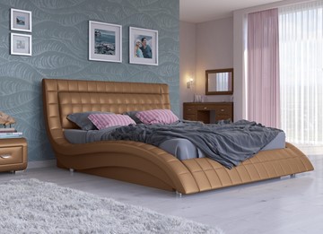 Двуспальная кровать с механизмом Атлантико 160x200, Экокожа (Бронзовый перламутр) в Магадане