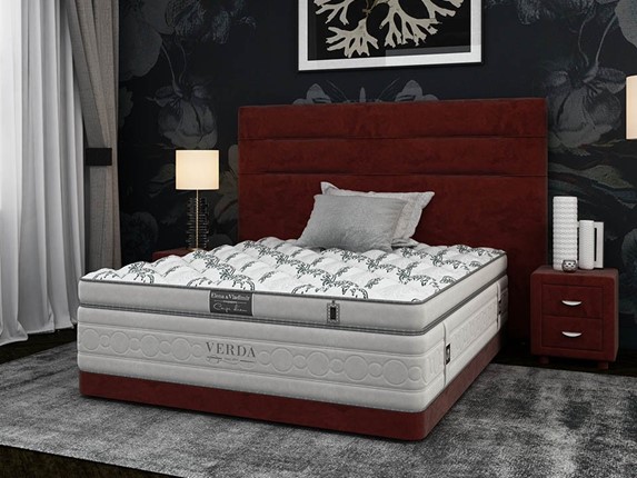 Спальная кровать Modern Compact/Ваsement 160х200, Микровелюр (Manhattan Гранатовый) в Магадане - изображение