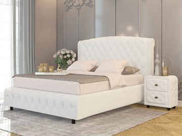 Двуспальная кровать Salvatore Grand 180x200, Экокожа (Белый) в Магадане