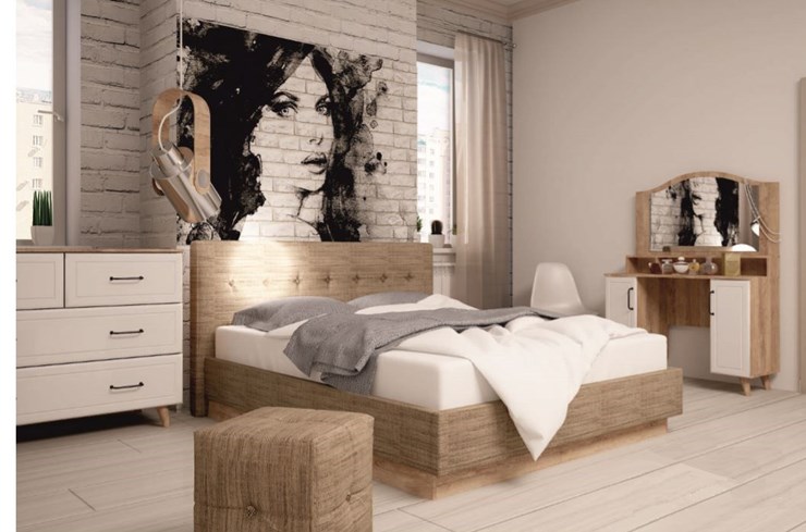 Модульная спальня Ханна, набор 4, дуб баррик/белый в Магадане - изображение