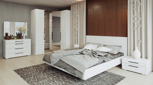 Спальный гарнитур Наоми №4, цвет Белый глянец в Магадане - изображение
