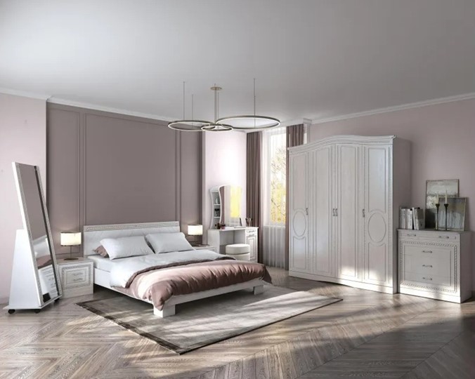 Модульная спальня Гертруда 1, белая лиственица/ясень жемчужный в Магадане - изображение