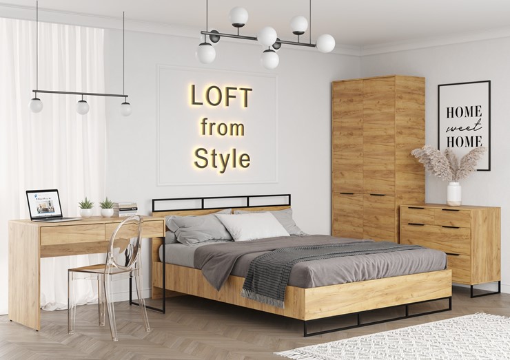 Набор мебели для спальни Loft, Дуб крафт золотой в Магадане - изображение