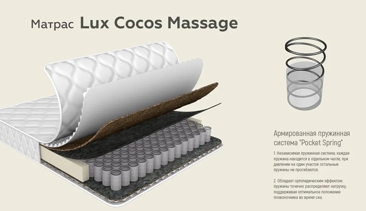 Матрас Lux Cocos Massage 24 в Магадане - изображение 4