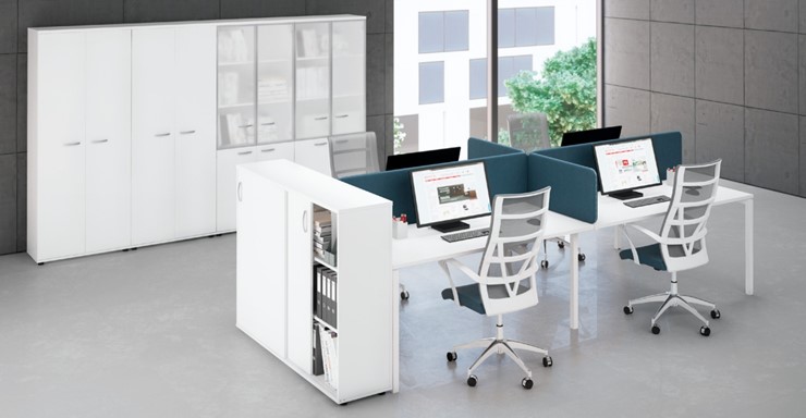 Комплект офисной мебели А4 (металлокаркас DUE) белый премиум / металлокаркас белый в Магадане - изображение 1