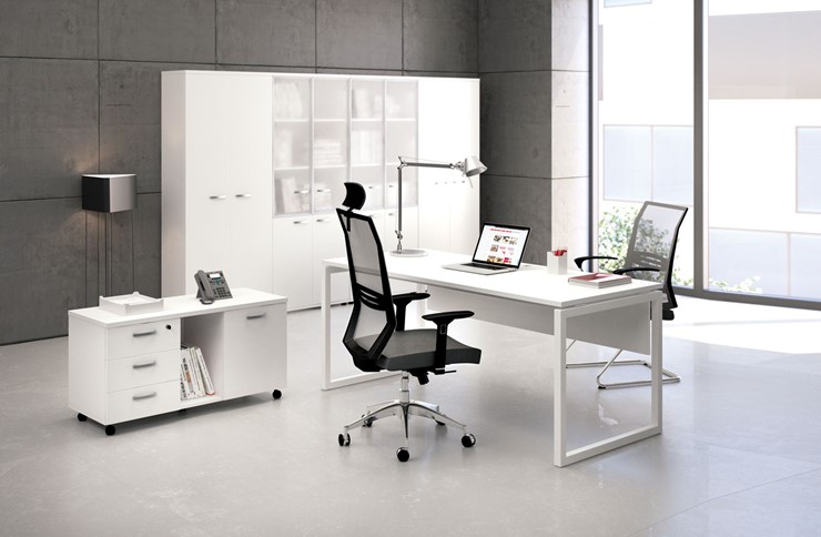 Офисный комплект мебели А4 (металлокаркас QUATTRO) белый премиум / металлокаркас белый в Магадане - изображение 1