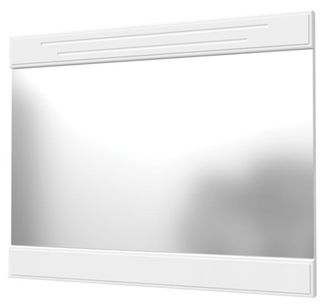 Навесное зеркало Олимп с декоративными планками (белый) в Магадане - изображение