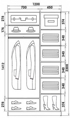 Шкаф 2-дверный ХИТ 24-4-17-77-09, Карта сокровищ, венге в Магадане - изображение 2