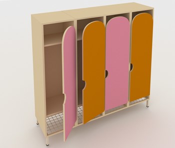 Распашной детский шкаф ШГС4 Беж + Розовый + Оранжевый в Магадане