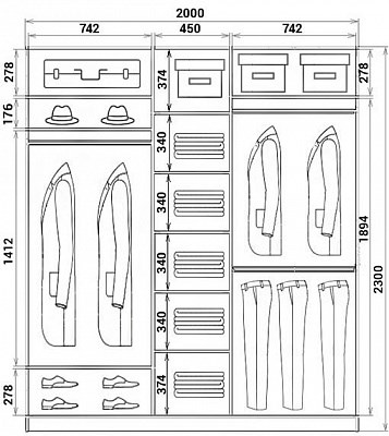 Шкаф 3-дверный ХИТ 23-20-777-12, Корабль, Вариант №1, дуб млечный в Магадане - изображение 2