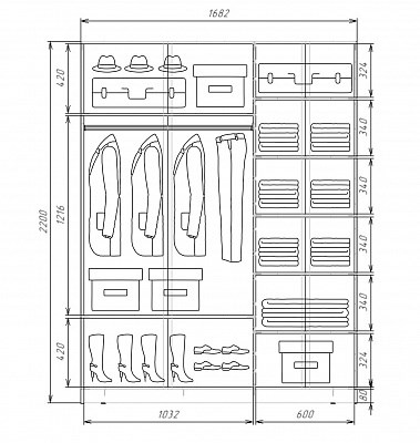 Шкаф 2-х дверный Хит-22-17-77-17, Абстракция №1, Ясень шимо светлый в Магадане - изображение 2