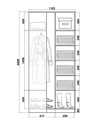 Детский угловой шкаф-купе Хит-У-24-4-77-29, Панда, Белый в Магадане - изображение 2