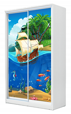 Детский шкаф ХИТ 23-4-14-77-12, Корабль, Белая шагрень в Магадане - изображение