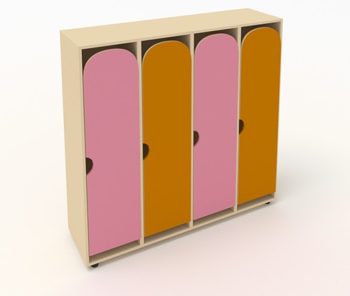 Шкаф детский ШГ4У Беж+Оранжевый+Розовый в Магадане - изображение