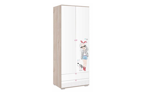 Шкаф 2-х дверный Алина 55.01, дуб мария/белый в Магадане - изображение