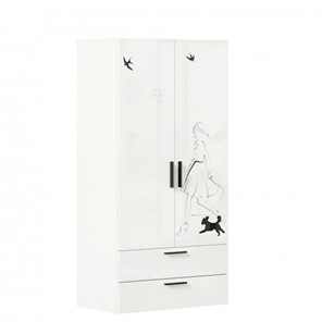Шкаф двухдверный комбинированный Джоли ЛД 535.040, Серый шелк в Магадане - предосмотр