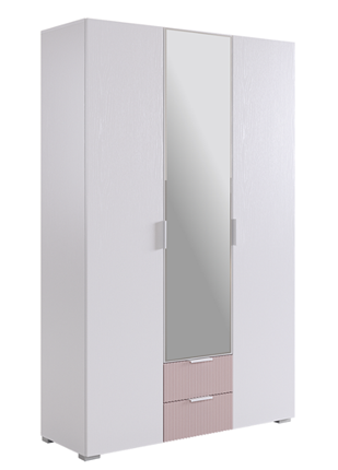 Шкаф трехдверный Зефир 109.02 (белое дерево/пудра розовая (эмаль)) в Магадане - изображение