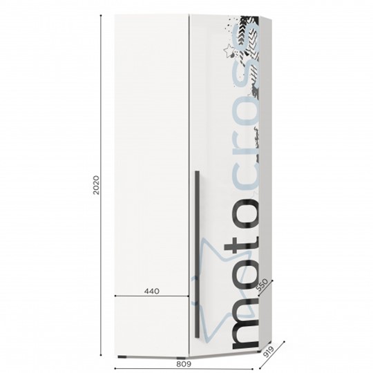 Распашной угловой шкаф Мотокросс 45 ЛД 535.030, Серый шелк в Магадане - изображение 2