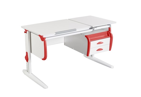 Детский стол-трансформер 1/75-40 (СУТ.25) + Tumba 3  белый/белый/Красный в Магадане - изображение