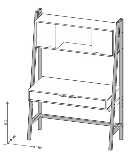 Стол с ящиками высокий POLINI Kids Mirum 1446 Серый / двери Серые в Магадане - изображение 1