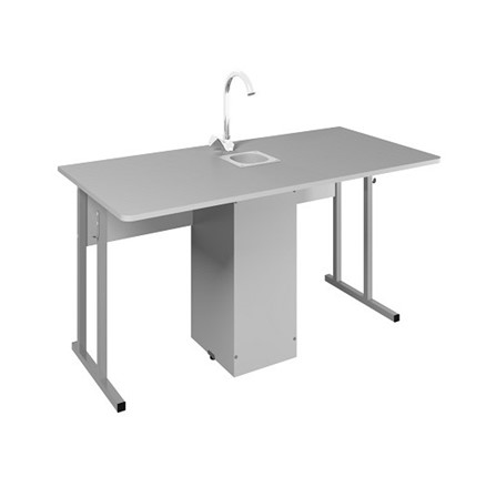 Стол ученический 2-местный для кабинета химии Стандарт 6, Пластик Серый/Светло-серый в Магадане - изображение