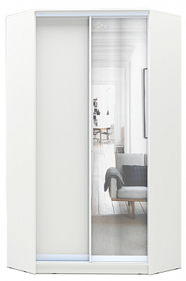 Угловой шкаф с зеркалом, 2200х1103, ХИТ У-22-4-15, белая шагрень в Магадане - изображение
