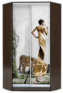 Угловой шкаф 2300х1103, ХИТ У-23-4-77-03, Девушка с леопардом, венге в Магадане