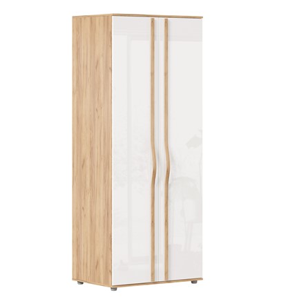 Шкаф двухдверный Марта-2 Дуб золотой/Белый глянец ЛД 406.020 в Магадане - изображение