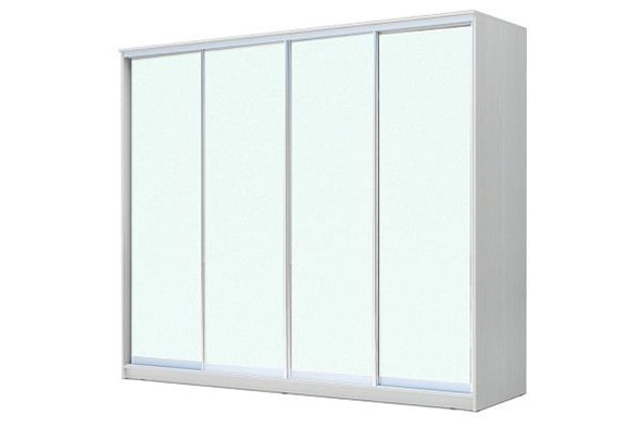 Шкаф 4-х створчатый ХИТ 24-24/2-8888, с матовым стеклом, Белый в Магадане - изображение