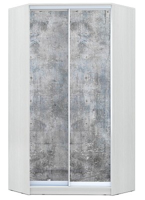 Шкаф угловой 2400х1103, Хит-У-24-4-77-22, Бетон, Белый в Магадане - изображение