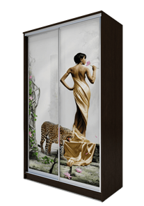 Шкаф 2-х створчатый 2300х1200х620, Девушка с леопардом ХИТ 23-12-77-03 Венге Аруба в Магадане