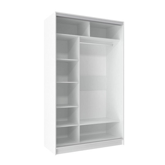 Шкаф 2-х створчатый 1350 Домашний Зеркало/ЛДСП, Белый в Магадане - изображение 1