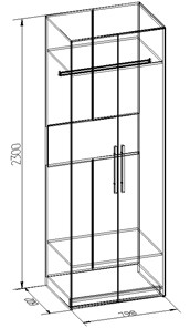 Шкаф 2-х створчатый Bauhaus 8+ Фасад стандарт, Дуб Сонома в Магадане - предосмотр 2