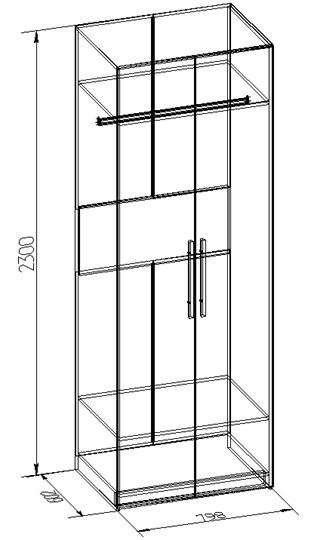 Шкаф 2-х створчатый Bauhaus 8+ Фасад стандарт, Дуб Сонома в Магадане - изображение 2