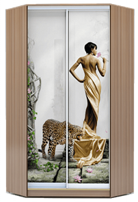 Угловой шкаф 2200х1103, ХИТ У-22-4-77-03, Девушка с леопардом, шимо темный в Магадане