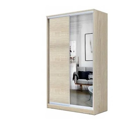 Шкаф 2-х створчатый 2400х1200х620 с одним зеркалом ХИТ 24-12/2-15 Дуб Сонома в Магадане - изображение