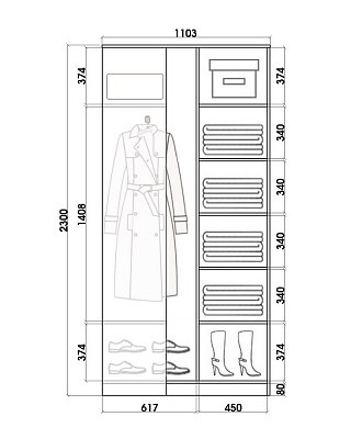 Шкаф угловой 2300х1103, ХИТ У-23-4-66-01, цапля, 2 зеркала, Дуб Сонома в Магадане - изображение 2