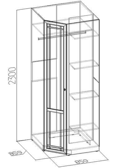 Распашной угловой шкаф Sherlock 63+ фасад стандарт, Ясень Анкор светлый в Магадане - изображение 1