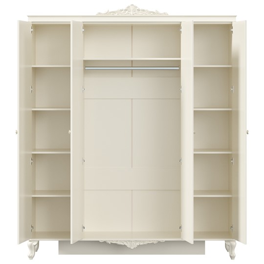 Шкаф 4-х дверный с 2 зеркалами Луиза (Алебастр) ЛД 665.111.000 в Магадане - изображение 1