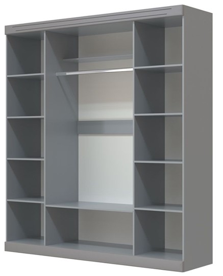 Шкаф четырехдверный в спальню Олимп ШР-4 (антрацит) 2 зеркала в Магадане - изображение 1