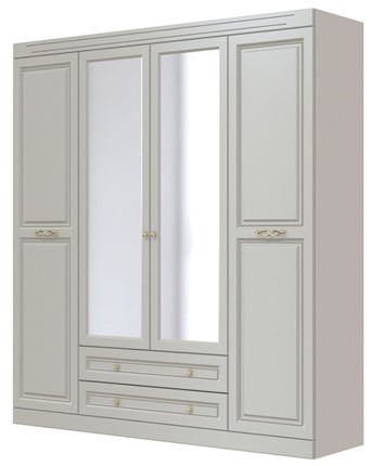 Шкаф четырехдверный в спальню Олимп ШР-4 (Фисташковый) 2 зеркала в Магадане - изображение