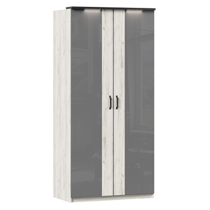 Шкаф двухстворчатый Техно 678.130.000.007, Дуб крафт белый/серый шифер в Магадане - изображение