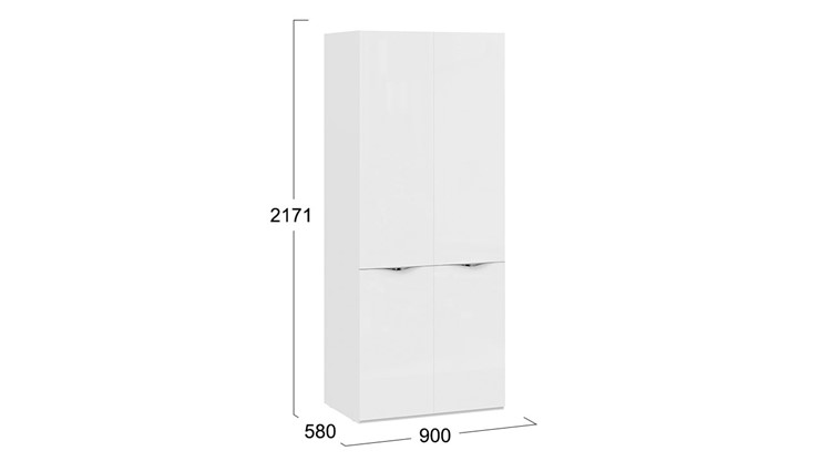 Двустворчатый шкаф Глосс СМ-319.07.211 (Белый глянец/Стекло) в Магадане - изображение 1