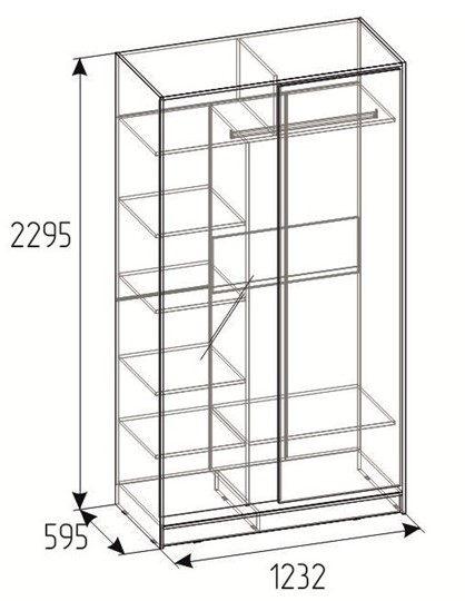 Шкаф 2-х дверный 1200 Домашний Зеркало/ЛДСП, Дуб табачный Craft в Магадане - изображение 3