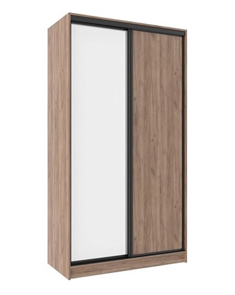 Шкаф 2-х дверный 1200 Домашний Зеркало/ЛДСП, Дуб табачный Craft в Магадане - изображение