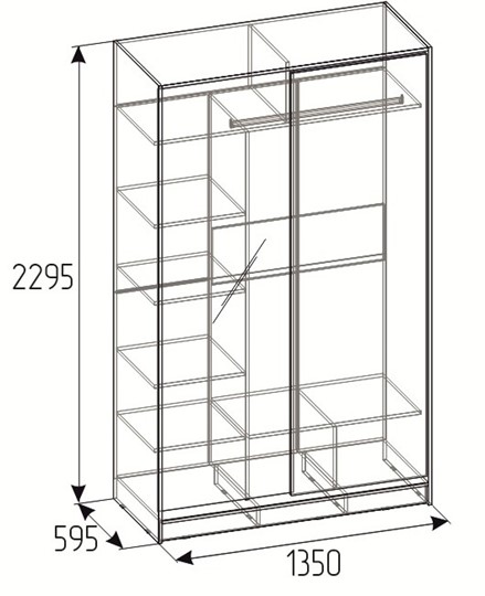 Шкаф 2-х створчатый 1350 Домашний Зеркало/ЛДСП, Белый в Магадане - изображение 2