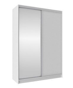Шкаф 2-х дверный 1600 Домашний Зеркало/ЛДСП, Белый в Магадане