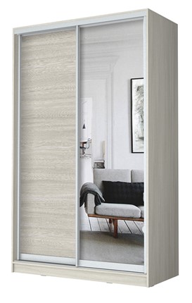 Шкаф 2-х дверный 2400х1682х620 с одним зеркалом ХИТ 24-17-15 Ясень Шимо Светлый в Магадане - изображение