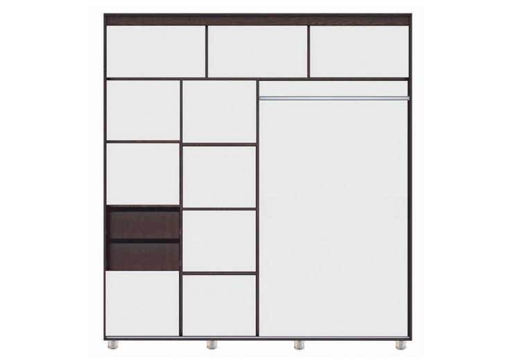 Шкаф 2-х дверный Комфорт №12 2.0 с фигурными зеркалами, Ясень анкор светлый в Магадане - изображение 1
