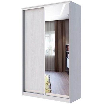 Шкаф 2-х дверный с одним зеркалом ХИТ 23-15-15 Ясень анкор светлый в Магадане - изображение
